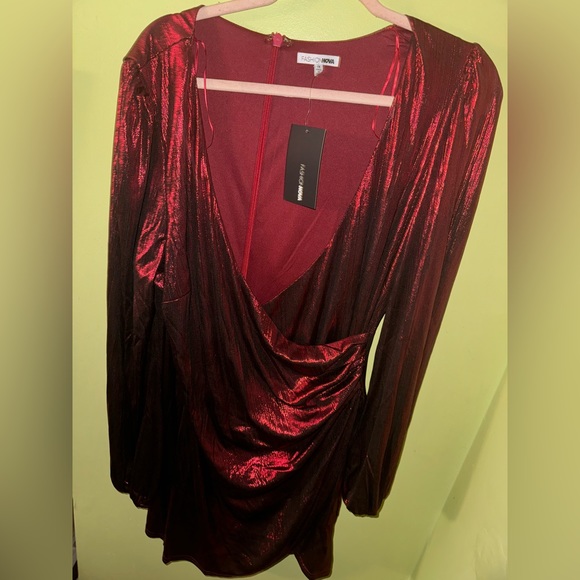 Fashion Nova Best Behavior Mini Dress in (Metallic) Red - 1X - NWT - Picture 5 of 10